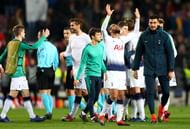 Tottenham players celebrate after Inter's draw against PSV seals their passage into the knockout rounds